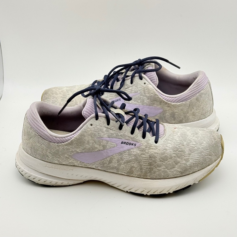 Brooks Launch 6 Running Shoes Womens 10 Grey Lavender Leopard Athletic Sneakers